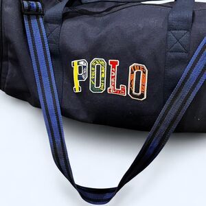 Polo Ralph Lauren Fragrance Duffle Bag Navy Embroidered Patchwork Gym Weekend